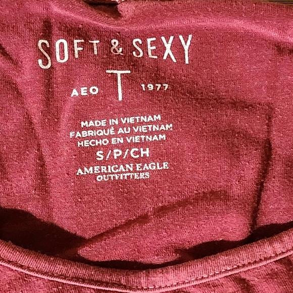 EUC Dusty Pink AEO Cut Out Shoulder Soft & Sexy Tee - Picture 5 of 5